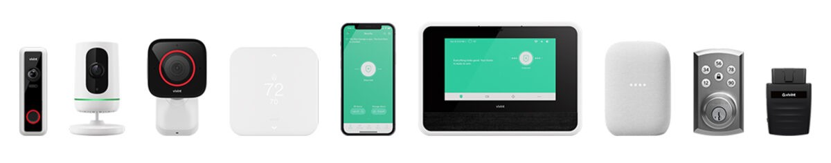 Isolated images of Vivint products.